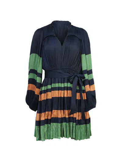 Pre-owned Ulla Johnson Alia Pleated Mini Dress In Blue