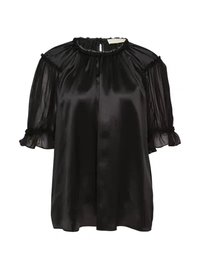Ulla Johnson Alina Ruffled-details Silk Blouse In Black
