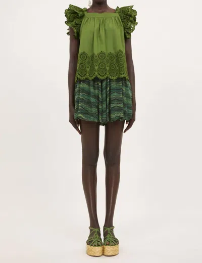 Ulla Johnson Alina Short In Peacock In Green