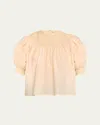 Ulla Johnson Alita Puff-sleeve Blouse In Cowrie