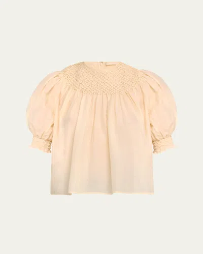Ulla Johnson Alita Puff-sleeve Blouse In Cowrie
