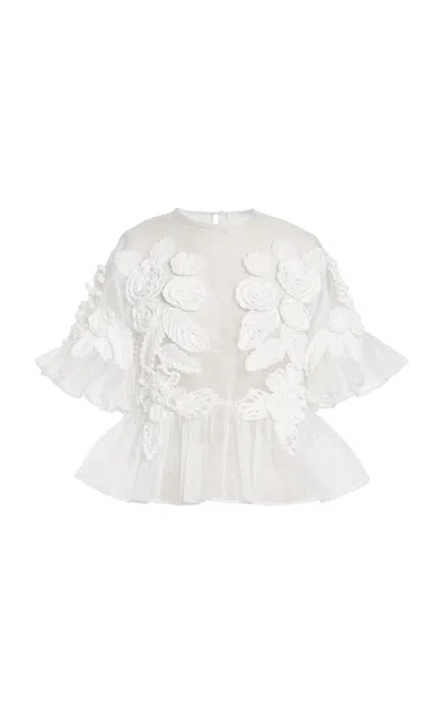 Ulla Johnson Aliya Embroidered Silk Blouse In White
