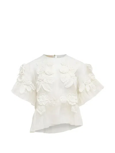 Ulla Johnson Aliya Floral-appliqué Blouse In White
