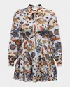 Ulla Johnson Aliya Printed Long-sleeve Mini Dress In Jasmine