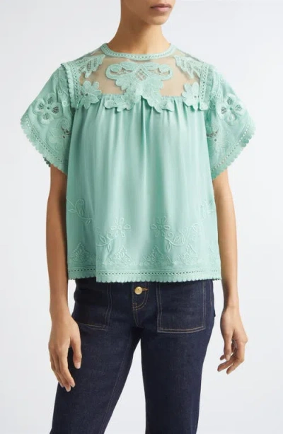 Ulla Johnson Alma Illusion Silk Top In White