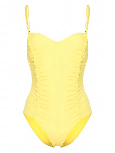 Ulla Johnson Almira Maillot Limonite One Piece Swimsuit In Yellow