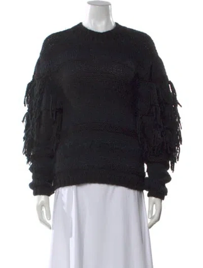 Pre-owned Ulla Johnson Alpaca Crew Neck Sweater In Black
