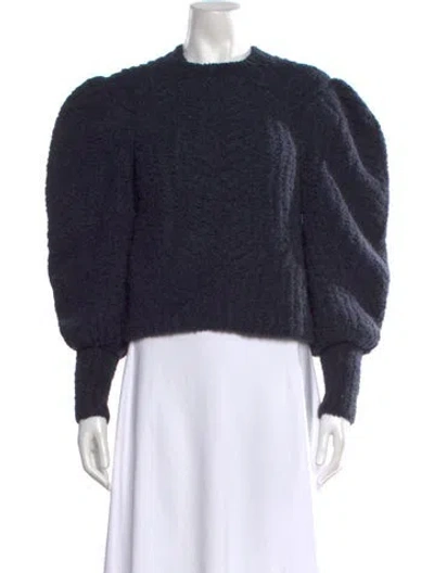 Pre-owned Ulla Johnson Alpaca Crew Neck Sweater In Blue