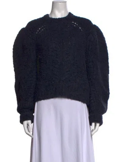 Pre-owned Ulla Johnson Alpaca Crew Neck Sweater In Blue