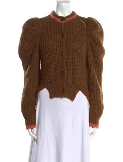 Pre-owned Ulla Johnson Alpaca Crew Neck Sweater In Brown