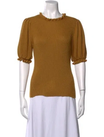 Pre-owned Ulla Johnson Alpaca Crew Neck Top In Yellow