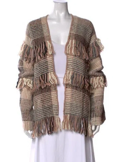 Pre-owned Ulla Johnson Alpaca Plaid Print Sweater In Neutrals/pink