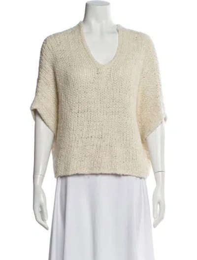Pre-owned Ulla Johnson Alpaca Scoop Neck Sweater In Neutral