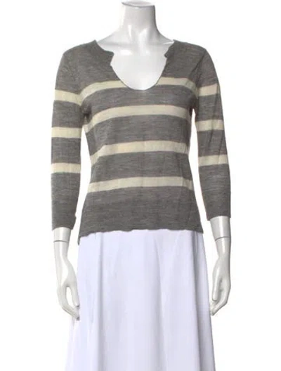 Pre-owned Ulla Johnson Alpaca Striped Sweater In Grey