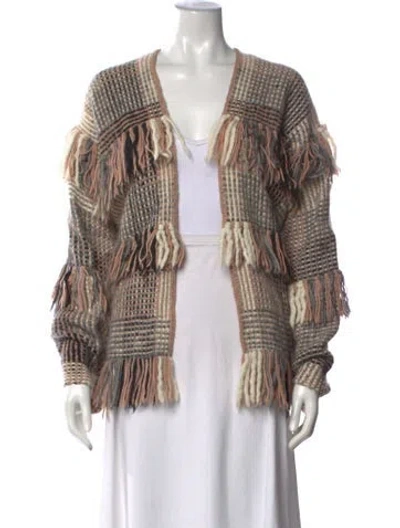 Pre-owned Ulla Johnson Alpaca Tweed Pattern Sweater In Neutrals/pink