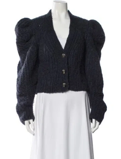 Pre-owned Ulla Johnson Alpaca V-neck Sweater In Blue