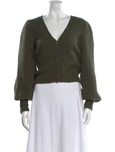 Pre-owned Ulla Johnson Alpaca V-neck Sweater In Green