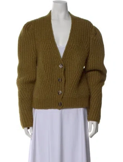 Pre-owned Ulla Johnson Alpaca V-neck Sweater In Green
