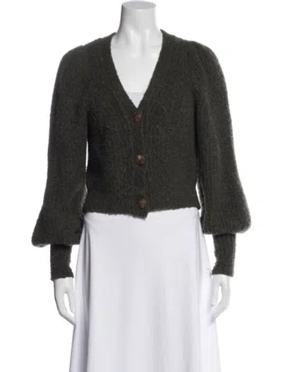 Pre-owned Ulla Johnson Alpaca V-neck Sweater In Green