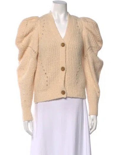 Pre-owned Ulla Johnson Alpaca V-neck Sweater In Neutral