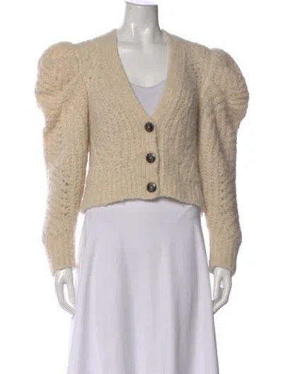 Pre-owned Ulla Johnson Alpaca V-neck Sweater In Neutral