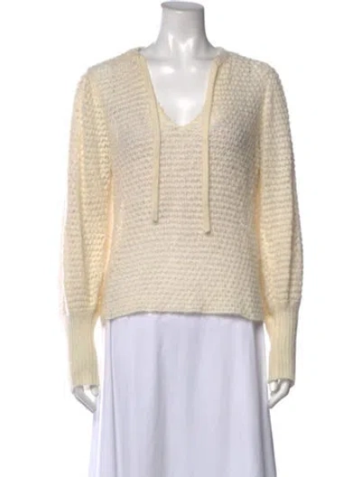 Pre-owned Ulla Johnson Alpaca V-neck Sweater In Neutrals