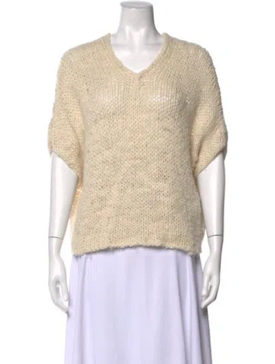 Pre-owned Ulla Johnson Alpaca V-neck Sweater In Neutrals