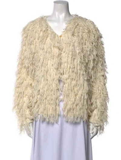 Pre-owned Ulla Johnson Alpaca V-neck Sweater In Neutrals