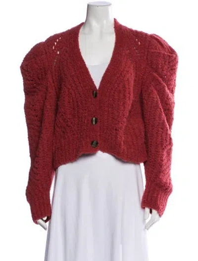 Pre-owned Ulla Johnson Alpaca V-neck Sweater In Pink