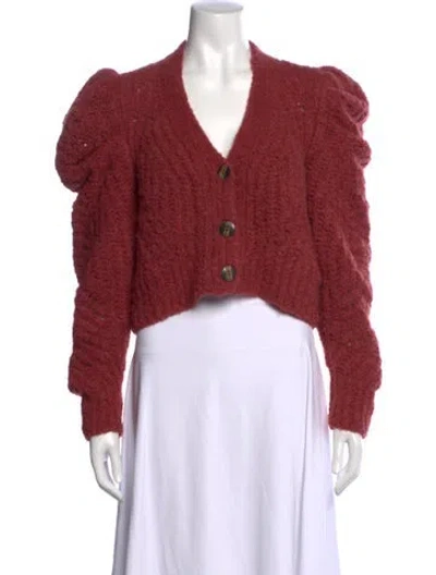 Pre-owned Ulla Johnson Alpaca V-neck Sweater In Pink