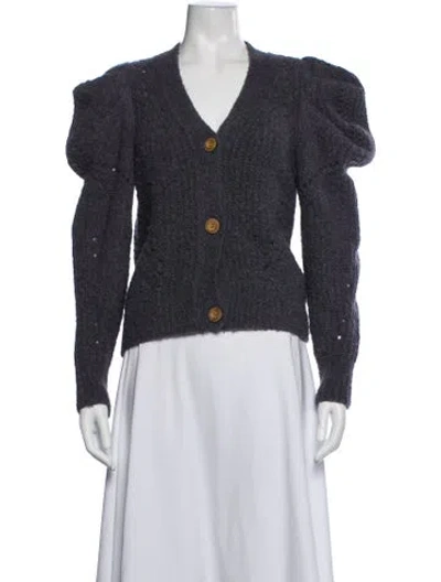 Pre-owned Ulla Johnson Alpaca V-neck Sweater In Purple
