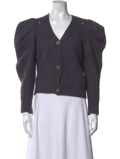 Pre-owned Ulla Johnson Alpaca V-neck Sweater In Purple