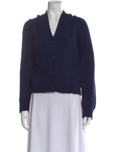 Pre-owned Ulla Johnson Alpaca V-neck Sweater W/ Tags In Blue