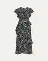 Ulla Johnson Amaia Cascading Ruffle Midi Dress In Multi