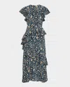 Ulla Johnson Amaia Cascading Ruffle Midi Dress In Multi