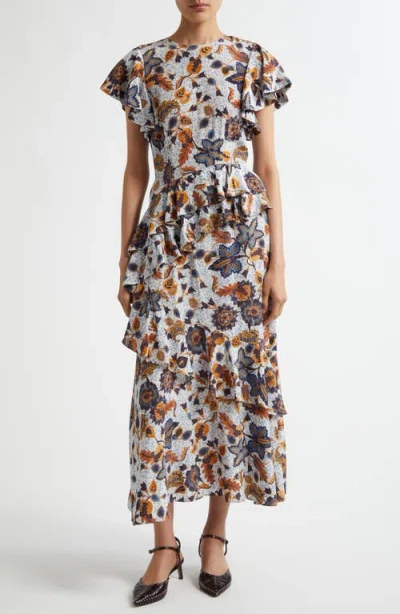 Ulla Johnson Amaia Crêpe De Chine Midi Dress In Jasmine