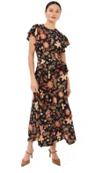Ulla Johnson Amaia Floral-print Ruffle Midi Dress In Hellebore