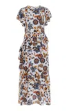 Ulla Johnson Coretta Floral-print Sleeveless Ruffle Dress In Multi