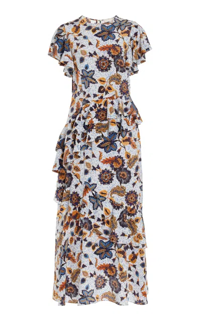Ulla Johnson Coretta Floral-print Sleeveless Ruffle Dress In Daisy