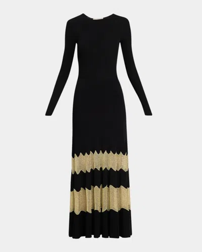 Ulla Johnson Amaia Silk-blend Mesh-panel Maxi Dress In Black