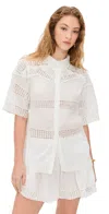 Ulla Johnson Amal Paneled Cotton Crochet Shirt In Cowrie