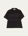Ulla Johnson Amal Crochet Button-front Shirt In Noir