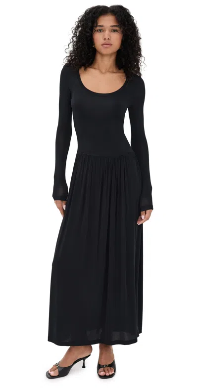 Ulla Johnson Amal Jersey U-neck Dress Noir In Black