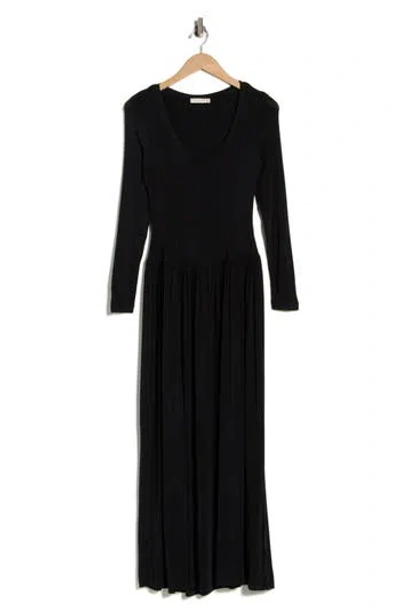 Ulla Johnson Amal Long Sleeve Jersey Maxi Dress In Black