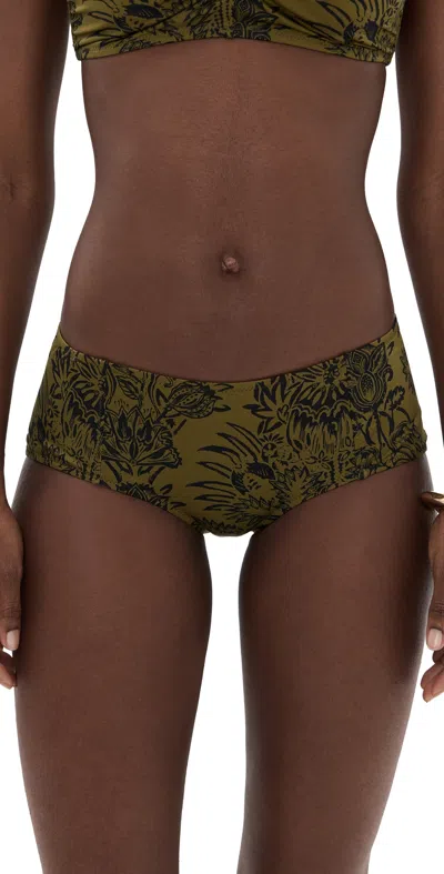 Ulla Johnson Amalfi Bikini Bottoms Olive Flora In Green