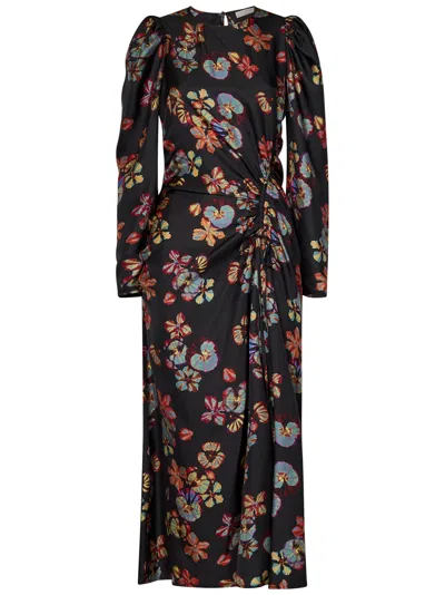 Ulla Johnson Amalie Twisted-front Floral Silk Midi Dress In Lune