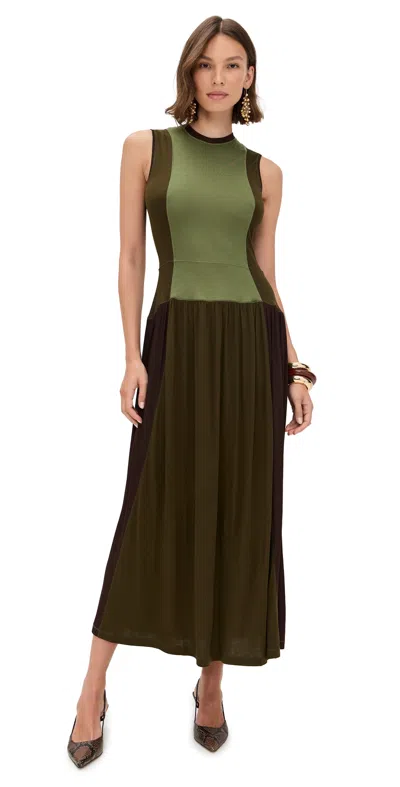 Ulla Johnson Amaliya Jersey Sleeveless Dress Militaire In Green