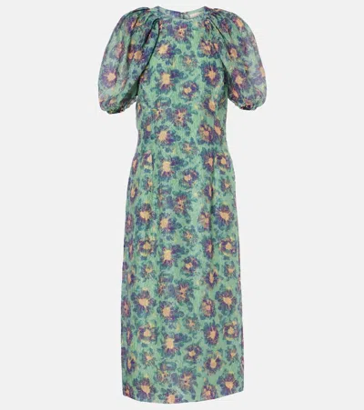 Ulla Johnson Amandine Puff-sleeve Midi Dress In Multicoloured