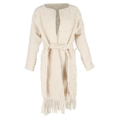 Ulla Johnson Amara Belted Boucle-tweed Coat In White Cotton In Neutral