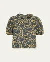 Ulla Johnson Amari Ruffle Short-sleeve Blouse In Gray